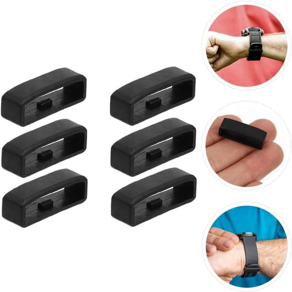 silikonirengas kellolle 22mm musta, 6 kpl ranneke -