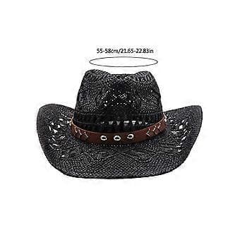 Cowboyhat Stråhat Sommer Panama Hat Pynt til Bryllupsfest Flettet Krystal Klub Cowboyhat Kamel One Size (Kamel)