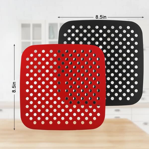 4-pak 8,5 tommer Air Fryer Silikone Bageplader (Rød + Sort)