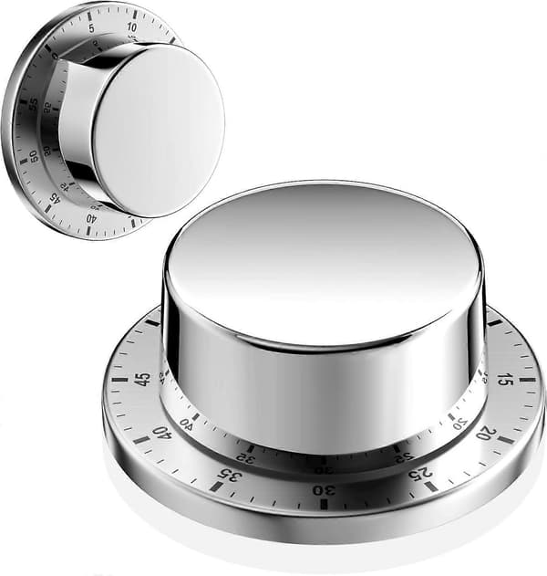 Mekanisk kjøkkentimer, adsorberbar magnetisk timer, vanntett gjenbrukbar timer i rustfritt stål, 60 minutters nedtelling, egnet for matlaging, [DB]