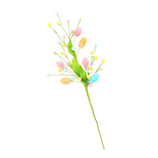 Påskeæg gren i fløjl, 45 cm, påskedekoration, minimalistisk blomsterpynt