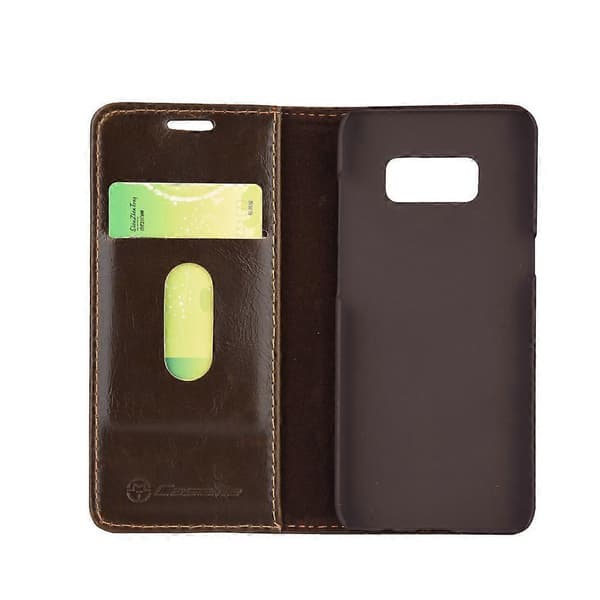 PU-läder plånboksfodral magnetiskt flip mobiltelefonfodral för Samsung Galaxy S8 Plus brun