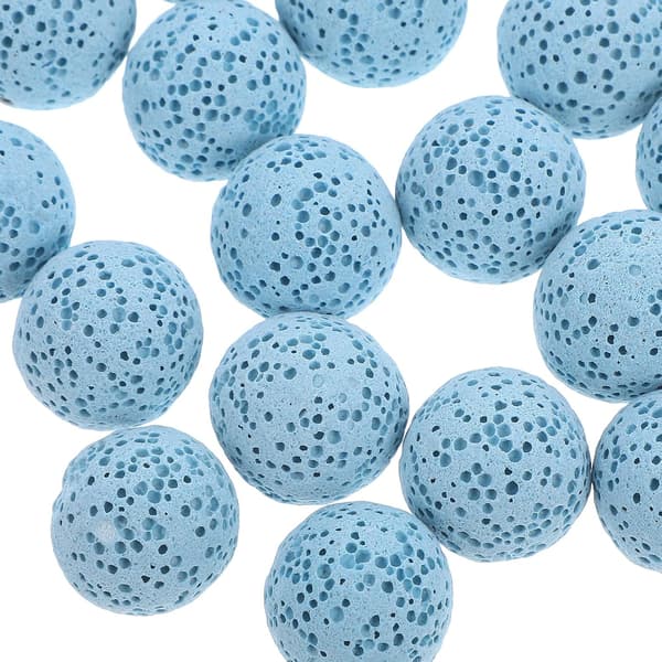 Vulkangestein aromaterapi duftperler 20 stk lyseblå 16mm runde sten til bil og hjem -