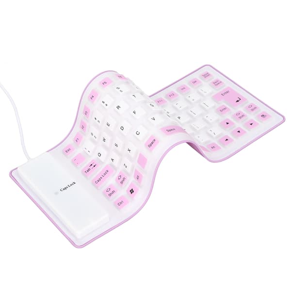 Silicone Keyboard Fully Sealed Design Lightweight Portable Silent Soft Comfortable USB Wired Silicone Keyboard for PC Purple