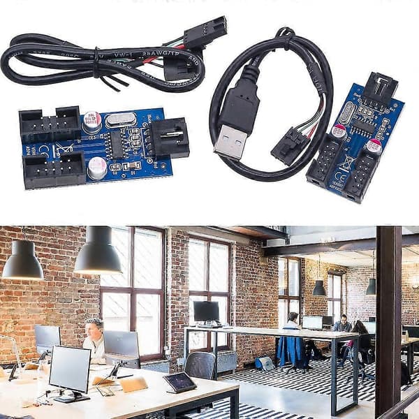 USB 2.0 Hann til 2 Hann USB 9-pin Intern Kabel 9pin Kontakt Adapter Port STØRRELSE SIZE