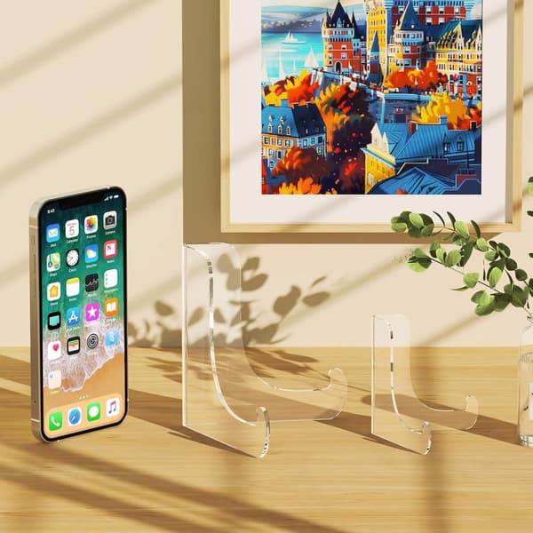 5-pak Akryl Displaystativer, Tallerkenstativer til Display, Klart Staffeli, Displayholder til Kort, Ramme, Billede, Avis, Bog, CD, Telefon (Small/3 tommer)