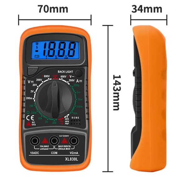 Digital LCD-multimeter, høykvalitets voltmeter amperemeter ohm