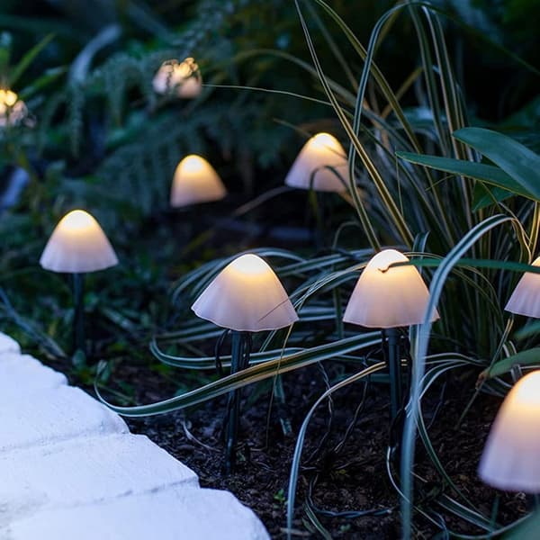 Sæt med 12 champignon solcellelamper - Udendørs dekoration - Havedekoration