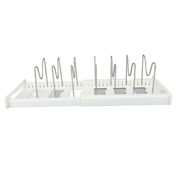 Expandable Pot Organizer Non-slip Size Adjustable Multifunctional Pot Lid Holder for Kitchen Dining Room White