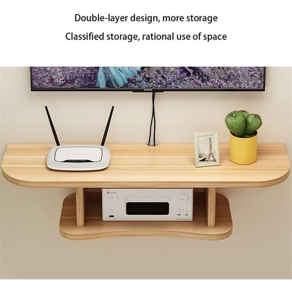 Floating TV Cabinet, Wall Shelf to Hide Cable, 2-Tier Media Console,