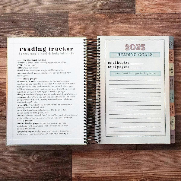 2025 Reading Diary Book Log, Reader's Journal, Book Lover, Bookworm Gift, Reading Planner