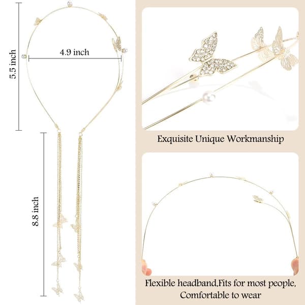 Blomsterdiadem for kvinner og jenter, hårbøyle med gullfolie, boho-diadem, bryllup, fe-tilbehør, hodeplagg, brudekrone