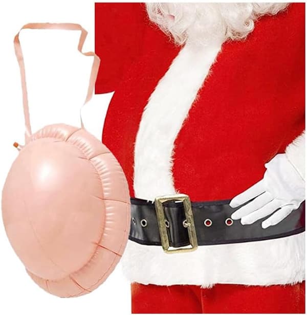 (Pakke med 1) 36 x 25 cm Oppustelig Julemandmave - Julekostume