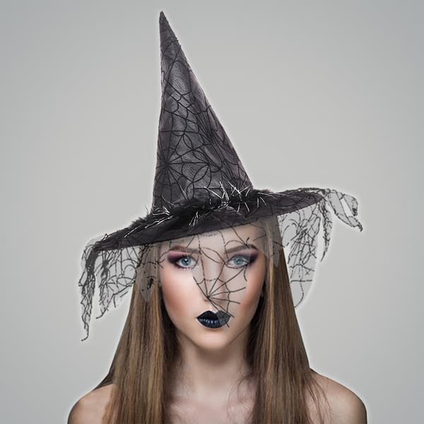 Halloween Heksehat Mesh Troldmandshat Makeup Kostume Tilbehør Co