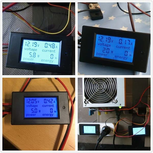 12V Voltmeter Amperemeter Tester Indikator Spænding Strøm Effekt Energi Digital DC 6,5-100V 100A Volt Amp Watt Multimeter LCD Display Panel