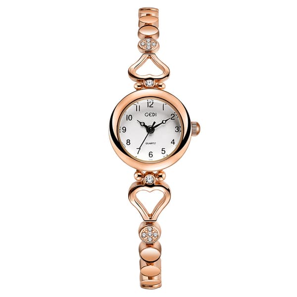 #Damklocka med kvartsurverk, pärlemortavla, analog visning och armband#