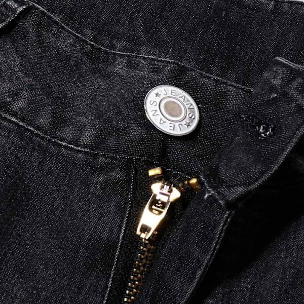 Ripped Flared Jeans til kvinder, strækbare denim bukser, bootcut, sort sort Sort