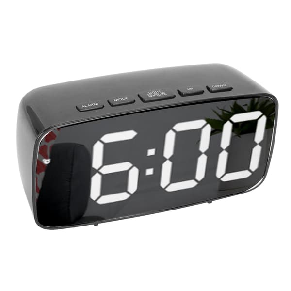 Digital väckarklocka Stor speglad LED-display Klocka Batteri USB-laddning Dubbel användning Elektronisk klocka för sovrum Studentrum