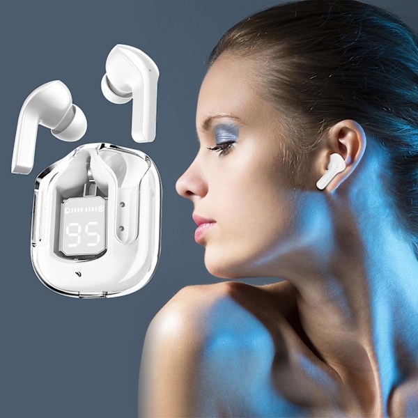 Krystal Ørepropper, Transparent Digital Display Trådløst Bluetooth Headset Bilateralt Stereo Bas Kobber
