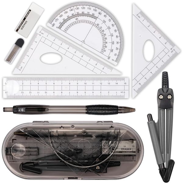 Mathematics Geometry Set, Compass 8 Pieces, School Supplies Drawing Compass Protractor Set