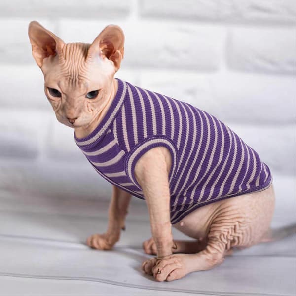 1 stk. Katte Tøj, Stribede Killinge T-shirts Uden Ærmer, Pullover Katte Trøjer, Sommer Tøj til Kæledyr til Små Hunde
