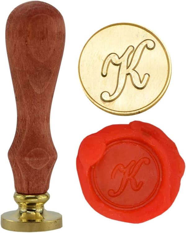 retro messinghode trehåndtak 26 bokstaver A-Z Alfabet bokstav initial voks klassisk lakkseglstempel GZ3 (K) -
