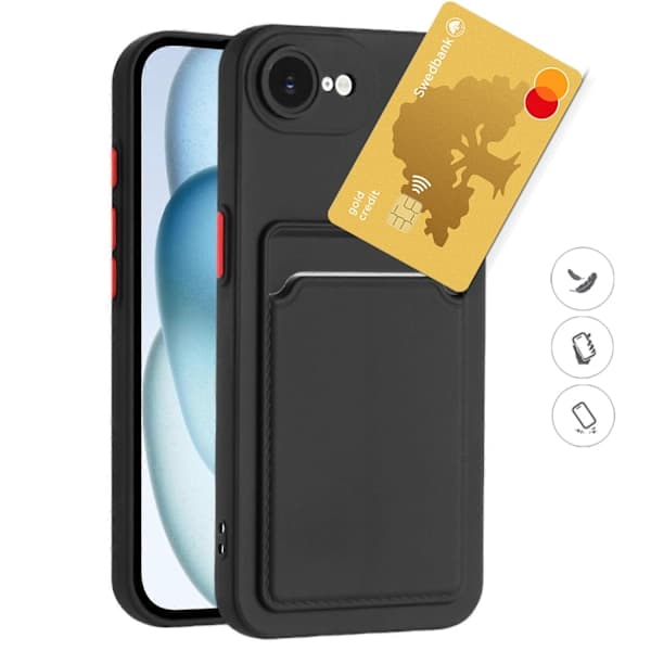 Iphone 16e kuori matkapuhelinkotelo korttipidike musta MUSTA