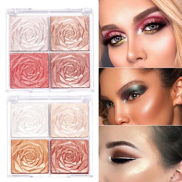 Profesjonell Ansikts Highlighter Sminke Ansiktspudder Vanntett Pigmentpudder Palett