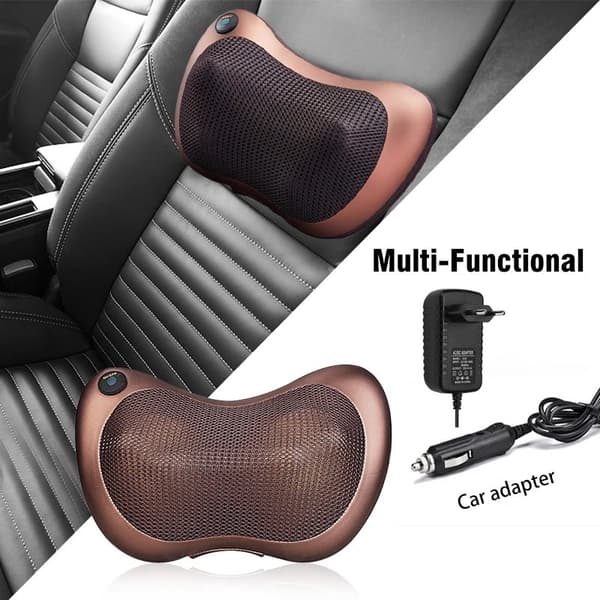 Shiatsu massage pillow for neck and back with heat