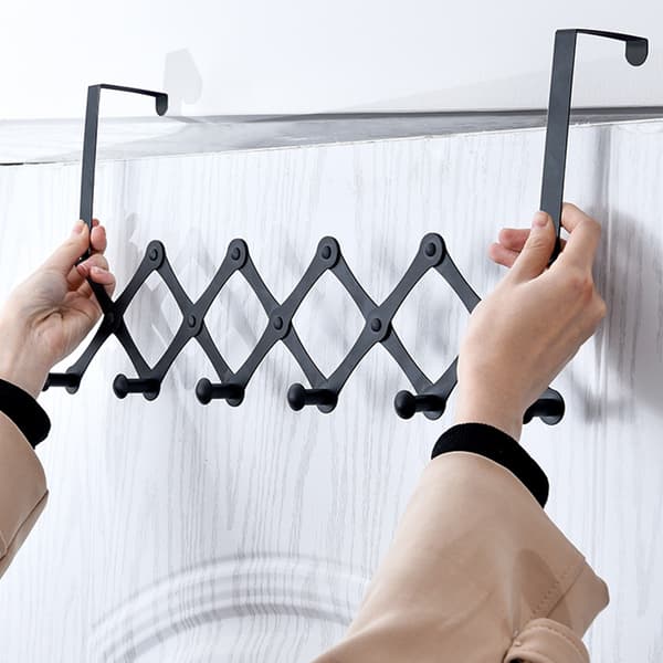 Foldbare dørkroge Rustfrit stål hængekrog Multifunktionelt opbevaringsstativ til hjemmebadeværelse soveværelse Sort Black 4 Hooks