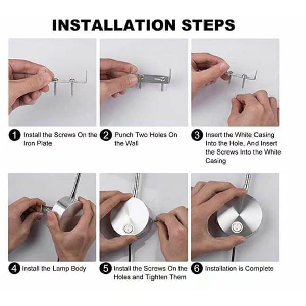 (4000K) LED-lamper (varmhvit-sølv), LED-rørvegglampe 3W soverom