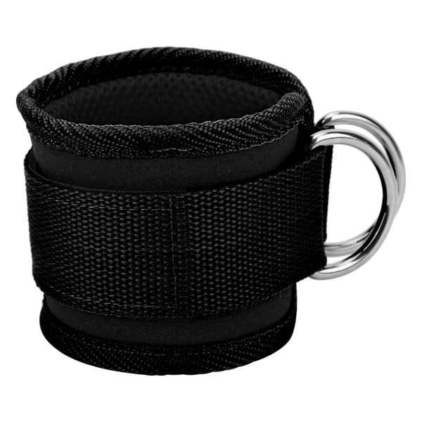 Exercise Foot Straps for Cable Machine Double D-Ring Adjustable Neoprene Ankle Straps (Black)