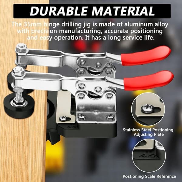 35mm Hinge Drilling Jig, Door Cabinet Hinge Template, Concealed Hinge Jig, Drill Guide for Cabinets and Wardrobes