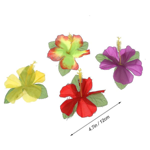 24 stk Hawaii Dekorativ Kunstig Hibiscus Mutabilis Blomst for Bryllupsfestdekorasjon-4