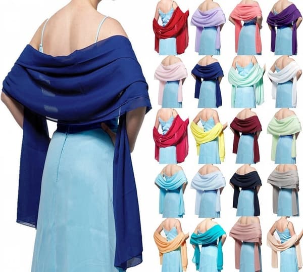 Evening Dress Shawl Solid Color Chiffon Shawl Wedding Cheongsam