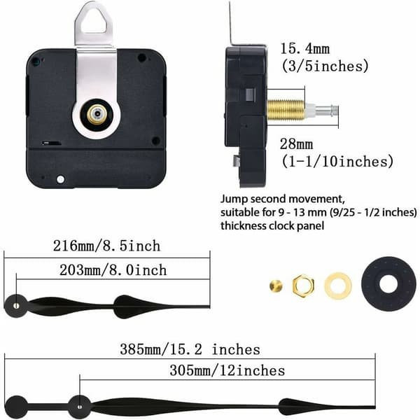High Torque Long Shaft Movement with 12 Inch Long Hands - 1 pc -