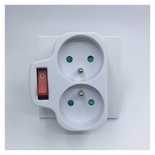 Power Outlet with Switch, 2-in-1 Electrical Wall Socket Strip with Plug, Electrical Wall Socket Perfect for Bedroom, Home Office, 16A, 230V, White