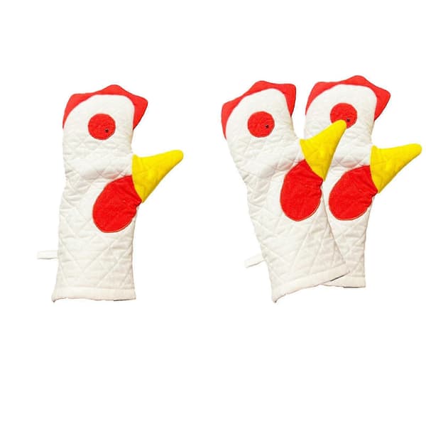 1/2 stk. haneformede ovnhandsker, ovnhandesæt, innovative haneformede handsker
