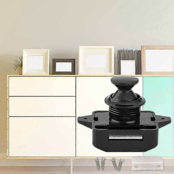 Push Button Lock - Keyless Cabinet Lock Cabinet Door Knob For RV Caravan 5 Pieces Black