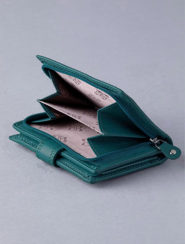 Pieni nahkalompakko läpällä, sinivihreä [DB] Teal Green One Size Teal Green One Size