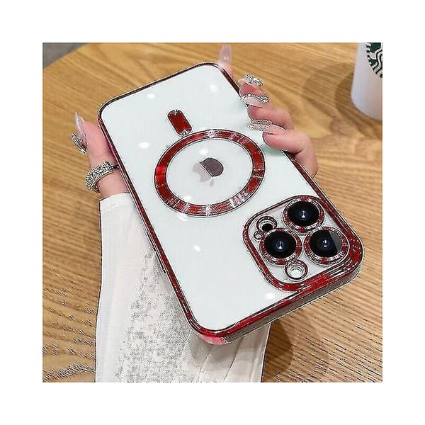 Luxury Transparent Case Compatible with iPhone 14 Max, 13 and 12, Magnetic Silicone Lens Protector - iPhone 14 - Purple