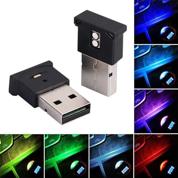 2 stk bærbar bilatmosfærelys LED-opgradering indvendig computer