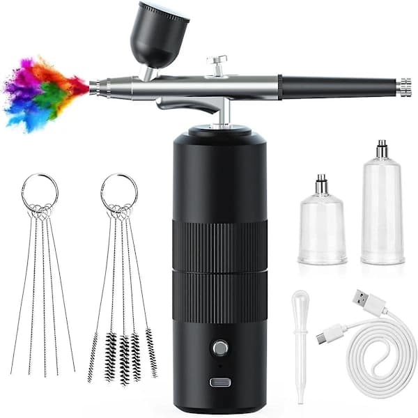 Airbrush-sæt med kompressor, højtryk, 0,3 mm dyse til negle, makeup