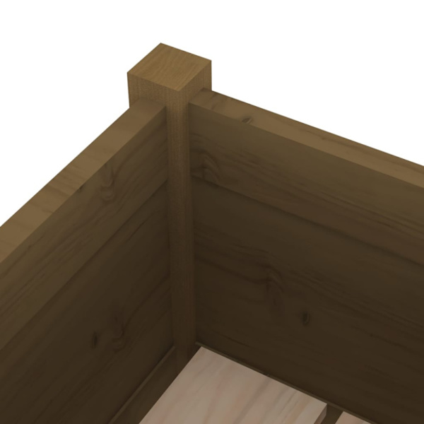 Plant box honey brown 31x31x70 cm solid pine