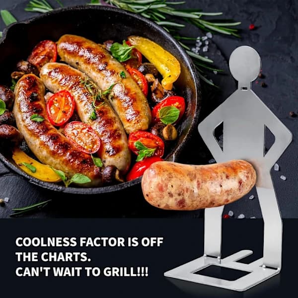Pølsegrillstativ i rustfrit stål, genanvendelig pølseholder, sjov grillgave, 2 stk. 2PCS