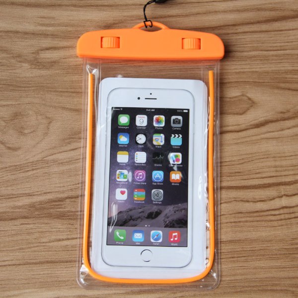 Transparent vattentät telefonväska som lyser i mörkret Orange