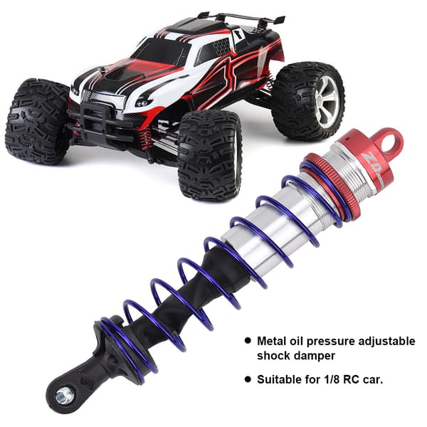 1/8 RC Car Metal Oil Pressure Adjustable 2pcs Front Shock Absorber 2pcs Rear Shock Absorber (Red)