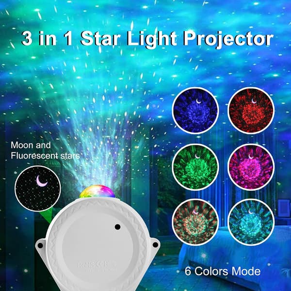 Star Projector, Galaxy Projector with Moon and Nebula, Moonlight with Stars and Clouds, Star Projector for Bedroom, Battery Operated Night Light for