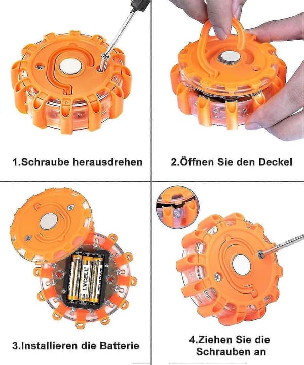 3-pak advarselslampe, LED-advarselslampe med magnet