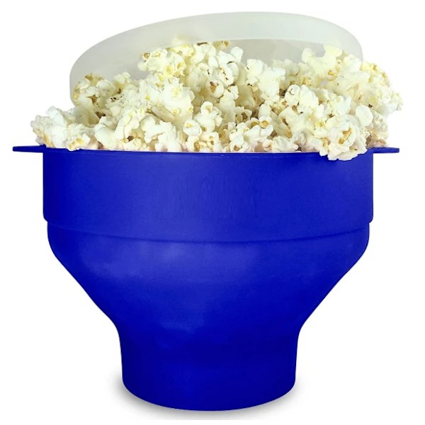Hoppa-Poppa-Hinkende Popcorn-Skål i Blå Silikone blue